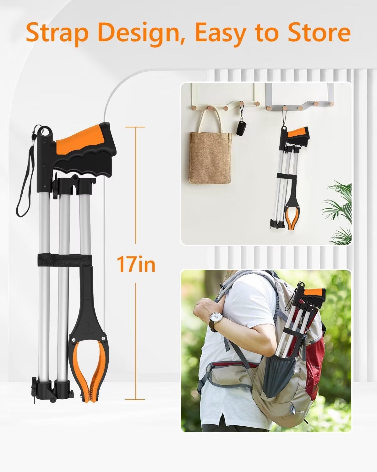 REWKCY 43-Inch/109cm Extra Long Grabber Tool, Reacher Grabber with 2 Magnets+360° Rotating Jaw,Reacher Grabber for Seniors