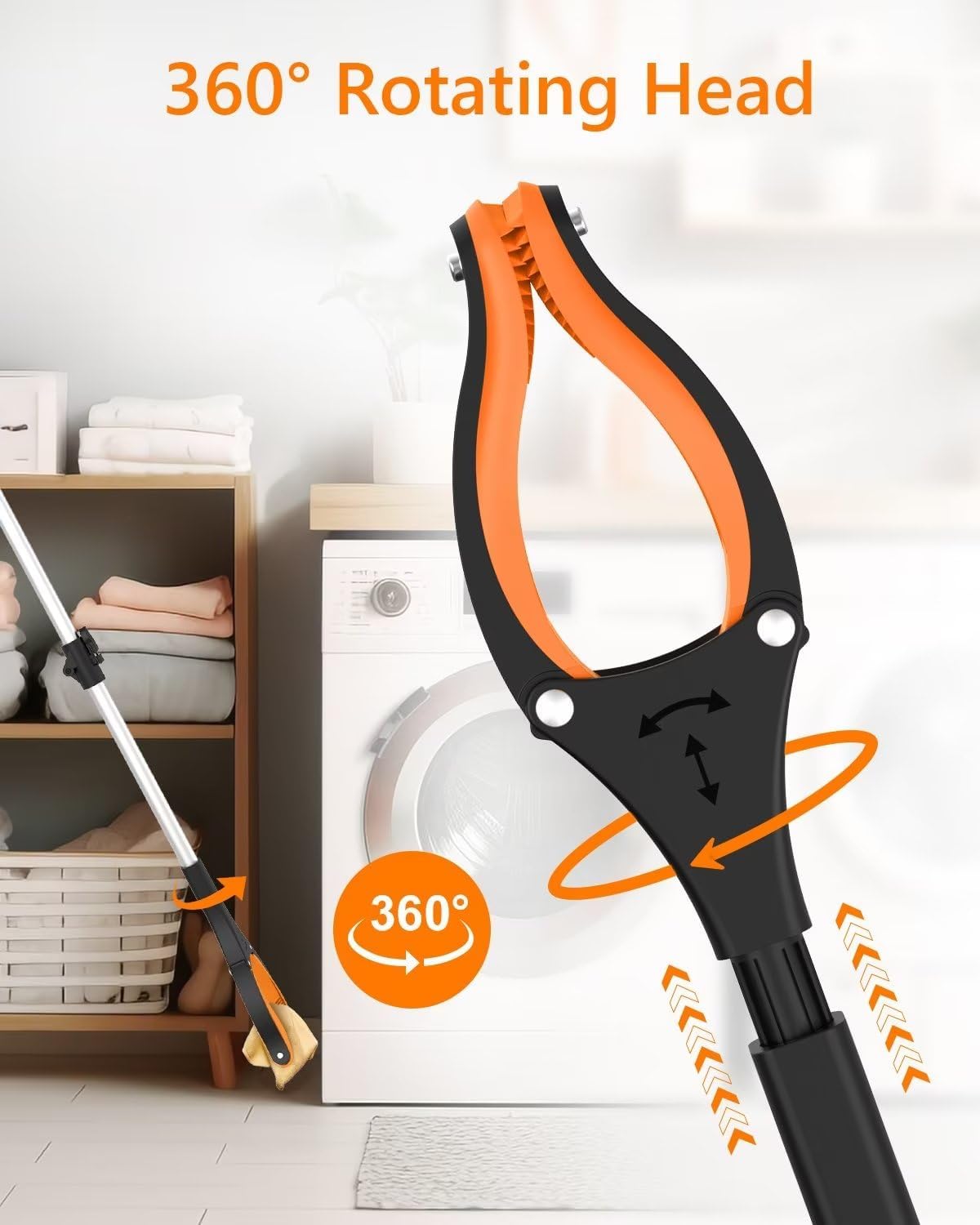 REWKCY 43-Inch/109cm Extra Long Grabber Tool, Reacher Grabber with 2 Magnets+360° Rotating Jaw,Reacher Grabber for Seniors