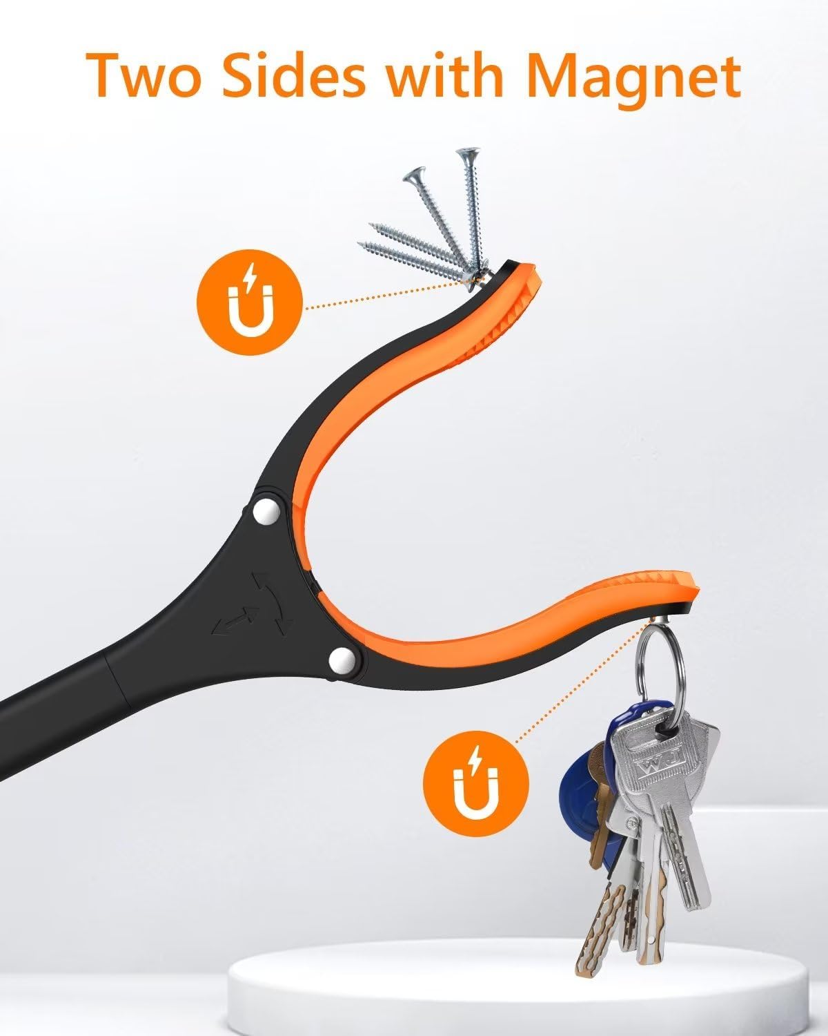REWKCY 43-Inch/109cm Extra Long Grabber Tool, Reacher Grabber with 2 Magnets+360° Rotating Jaw,Reacher Grabber for Seniors