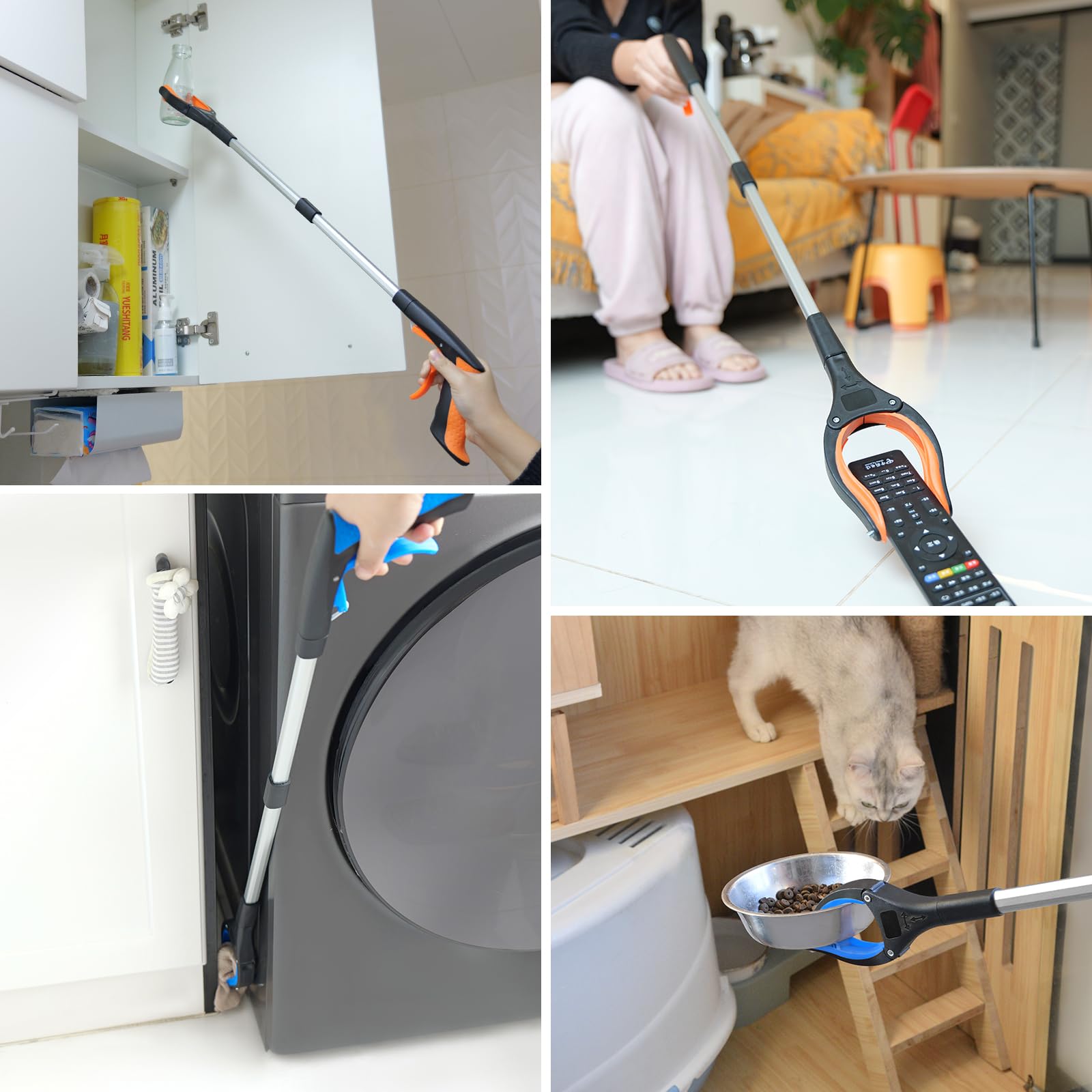 REWKCY 32in/83cm Grabber Reacher Tool 2-Pack, Foldable Reacher Grabber with 360° Rotating Jaw & Magnet, Heavy Duty Pick Up Stick for Seniors