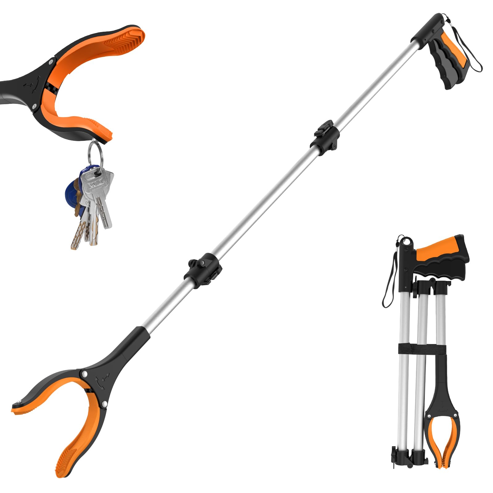 REWKCY 43-Inch/109cm Extra Long Grabber Tool, Reacher Grabber with 2 Magnets+360° Rotating Jaw,Reacher Grabber for Seniors