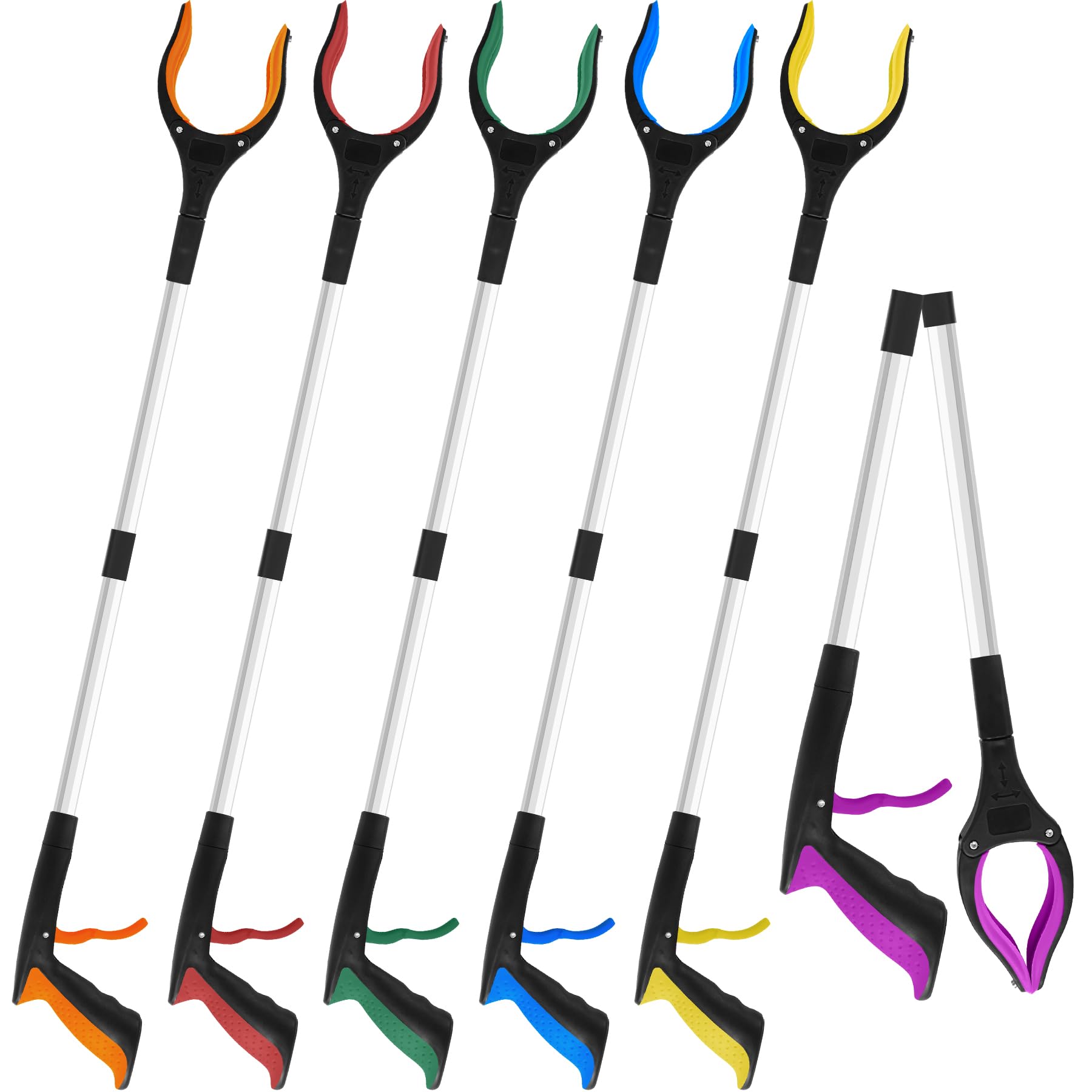 6 Pack 32 Inch Commercial Trash Grabber Colorful - image 1