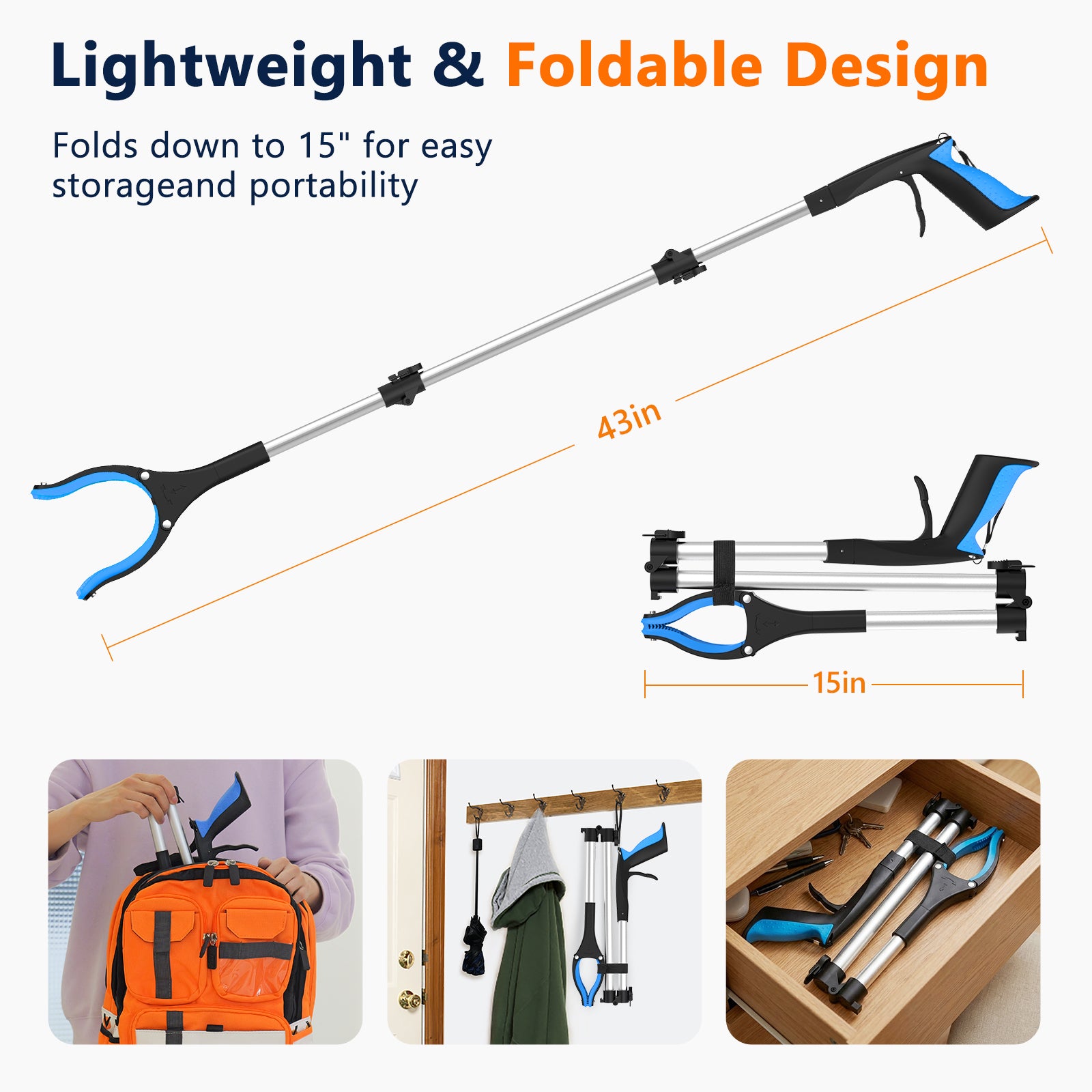 43 Inch Long Grabber Reacher Tool 2 Pack - Image 4