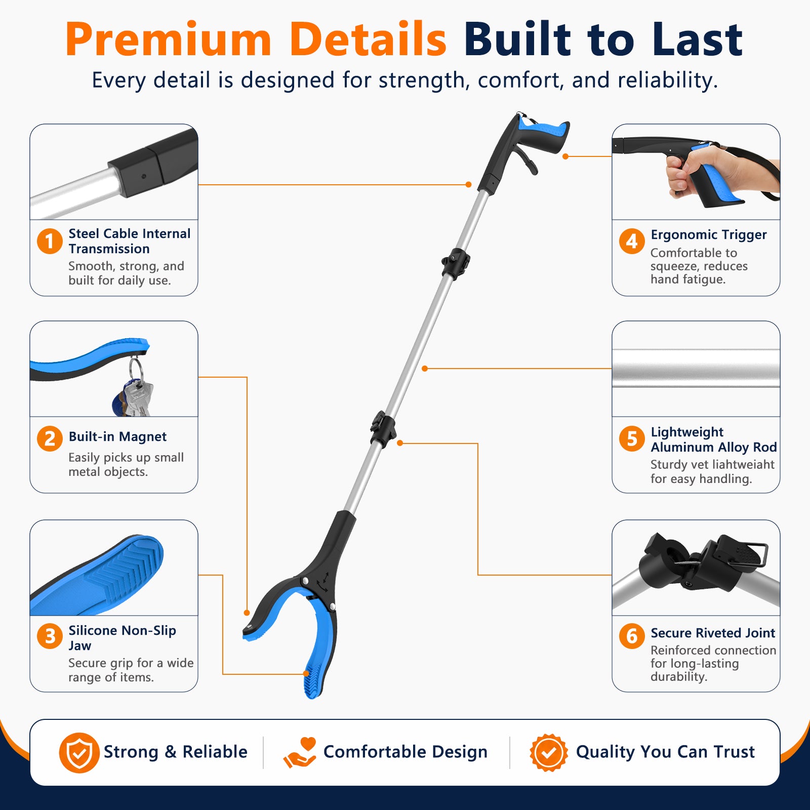 43 Inch Long Grabber Reacher Tool 2 Pack - Image 5